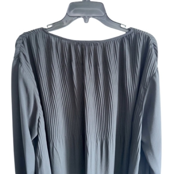 Daniel Rainn Silky Black Long Sleeve Pin Tucked Peasant Blouse Top Sz Large - Picture 3 of 9
